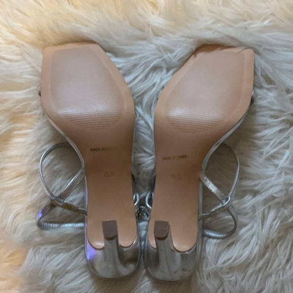 Modatope Women’s Silver Square Open Toe Strappy Ankle Strap Sandal Size 8.5 - Picture 9 of 11